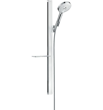 Zestaw prysznicowy 120 3jet z drążkiem 90 cm i półką Biały/Chrom Raindance Select S Hansgrohe (27648400)