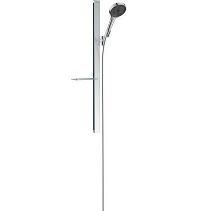 Zestaw prysznicowy 130 3jet EcoSmart z drążkiem 90cm i półką Chrom Rainfinity Hansgrohe (27672000)