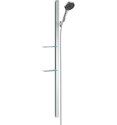 Zestaw prysznicowy 130 3jet EcoSmart z drążkiem 150cm i półkami Chrom Rainfinity Hansgrohe (27674000)