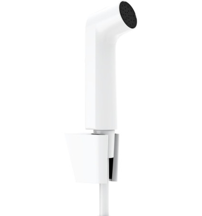 Główka prysznicowa Bidette 1jet S EcoSmart z uchwytem Porter S i wężem prysznicowym 125 cm Biały Matowy Hansgrohe (29238700)