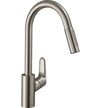 Jednouchwytowa bateria kuchenna 240, wyciągana wylewka, 2jet Stal Szlachetna Finish Focus M41 Hansgrohe (31815800)