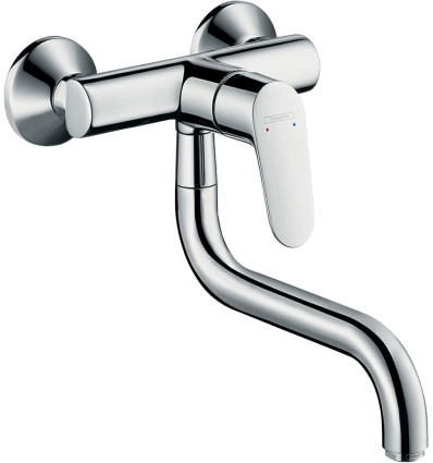 Jednouchwytowa bateria kuchenna, ścienna z dolną wylewką, 1jet Chrom Focus M41 Hansgrohe (31825000)