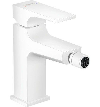Bateria bidetowa z kompletem odpływowym Push-Open Biały Matowy Metropol Hansgrohe (32520700)