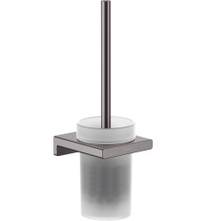 Szczotka do WC z pojemnikiem ścienna AddStoris czarny chrom szczotkowany Hansgrohe (41752340)
