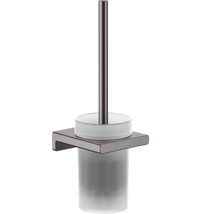 Szczotka do WC z pojemnikiem ścienna AddStoris czarny chrom szczotkowany Hansgrohe (41752340)