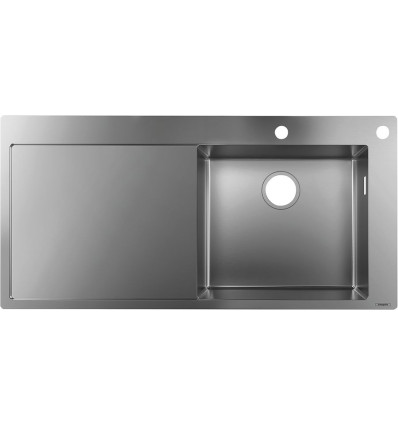 7-F450 Zlewozmywak nablatowy 450 z ociekaczem po lewej stronie Stal Szlachetna S71 Hansgrohe (43307800)