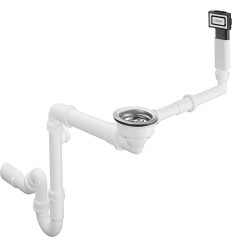 D16-10 Manualny komplet odpływowy z przelewem do pojednczej komory granitowej Chrom Hansgrohe (43927000)