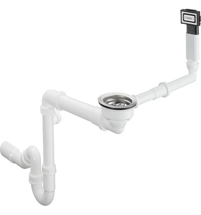 D16-10 Manualny komplet odpływowy z przelewem do pojednczej komory granitowej Chrom Hansgrohe (43927000)