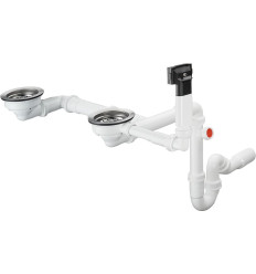 D17-10 Manualny komplet odpływowy z przelewem do podwójnej komory granitowej chrom Hansgrohe (43928000)