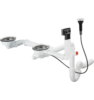 D17-11 Automatyczny komplet odpływowy z przelewem do podwójnej komory granitowej chrom Hansgrohe (43938000)
