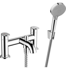 2-otoworowa bateria na brzeg wanny z zaworem przełączającym i główką prysznicową Vario Chrom Vernis Blend Hansgrohe (71461000)