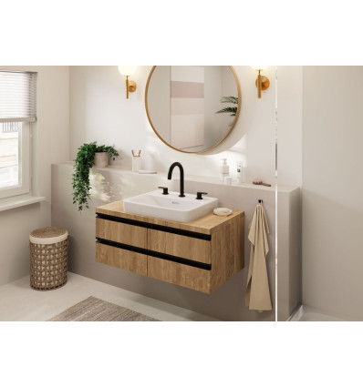 3-otworowa bateria umywalkowa z kompletem odpływowym z cięgłem Czarny Matowy Vernis Blend Hansgrohe (71553670)