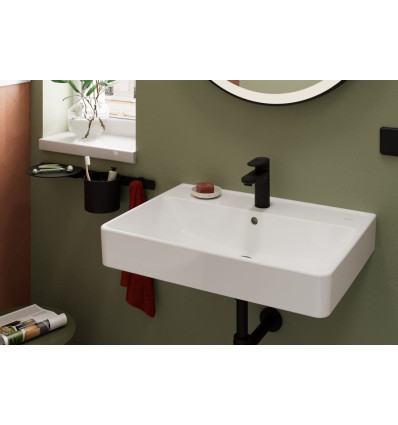 Jednouchwytowa bateria umywalkowa 100 CoolStart z kompletem odpływowym z cięgłem Czarny Matowy Vernis Blend Hansgrohe (71585670)