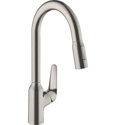Jednouchwytowa bateria kuchenna 220, wyciągana wylewka, 2jet Stal Szlachetna Finish Focus M42 Hansgrohe (71800800)