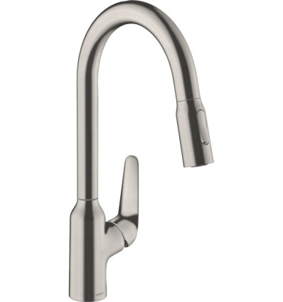 Jednouchwytowa bateria kuchenna 220, wyciągana wylewka, 2jet Stal Szlachetna Finish Focus M42 Hansgrohe (71800800)