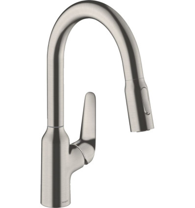 Jednouchwytowa bateria kuchenna 180, wyciągana wylewka, 2jet Stal Szlachetna Finish Focus M42 Hansgrohe (71801800)