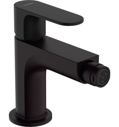 Jednouchwytowa bateria bidetowa z metalowym kompletem odpływowym z cięgłem Czarny Matowy Rebris S Hansgrohe (72212670)