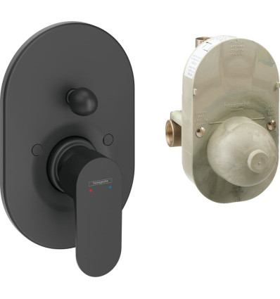 Zestaw baterii wannowej, podtynkowej Czarny Matowy Rebris S Hansgrohe (72448670)