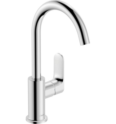 Bateria umywalkowa 210 z obrotową wylewką i korkiem z cięgłem Chrom Rebris S Hansgrohe (72536000)