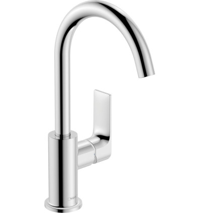 Bateria umywalkowa 210 z obrotową wylewką i korkiem z cięgłem Chrom Rebris E Hansgrohe (72576000)