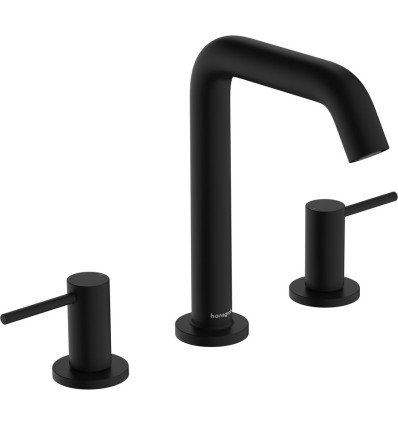 3-otworowa bateria umywalkowa 150 EcoSmart+ z kompletem odpływowym Push-Open Czarny Matowy Tecturis S Hansgrohe (73330670)