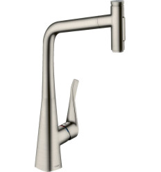 Jednouchwytowa bateria kuchenna 320, wyciągana wylewka, 2jet, sBox Stal Szlachetna Finish Metris Select M71 Hansgrohe (73816800)