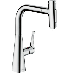 Jednouchwytowa bateria kuchenna 240, wyciągana wylewka, 2jet, sBox Chrom Metris Select M71 Hansgrohe (73817000)