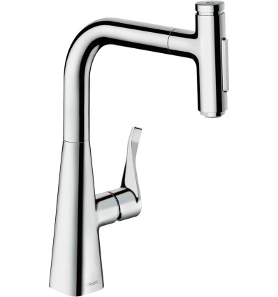 Jednouchwytowa bateria kuchenna 240, wyciągana wylewka, 2jet, sBox Chrom Metris Select M71 Hansgrohe (73817000)