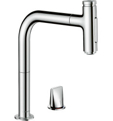 2-otworowa jednouchwytowa bateria kuchenna 200 z wyciąganą wylewką, 2jet, sBox Chrom Metris Select M71 Hansgrohe (73818000)