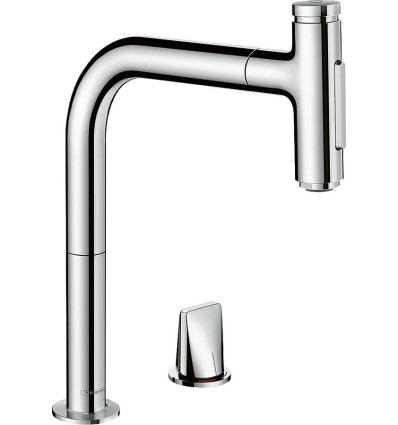 2-otworowa jednouchwytowa bateria kuchenna 200 z wyciąganą wylewką, 2jet, sBox Chrom Metris Select M71 Hansgrohe (73818000)