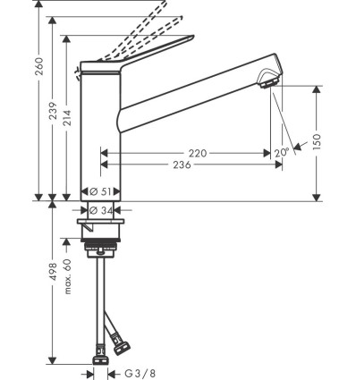 Bateria kuchenna 150 CoolStart Select 1jet Zesis stal szlachetna Hansgrohe (74813800)