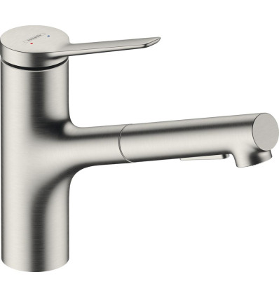 Bateria kuchenna 150 z wyciąganą wylewką 2jet Zesis stal szlachetna Hansgrohe (74820800)