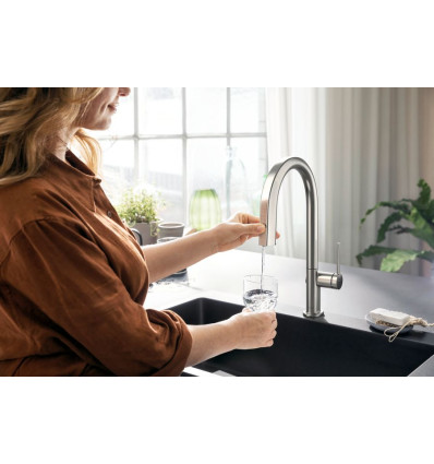 FilterSystem 210 1jet z wyciąganą wylewką, zestaw startowy Stal Szlachetna Finish Aqittura M91 Hansgrohe (76801800)