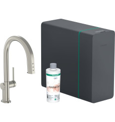 SodaSystem 210, wyciągana wylewka, 1jet, sBox Stal Szlachetna Finish Aqittura M91 Hansgrohe (76836800)