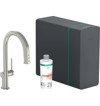 SodaSystem 210, wyciągana wylewka, 1jet, sBox Stal Szlachetna Finish Aqittura M91 Hansgrohe (76836800)