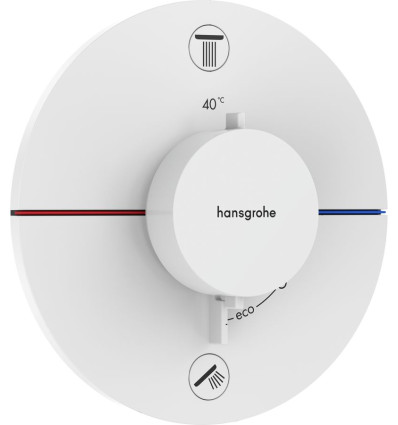 Bateria termostatyczna do 2 odbiorników zgodna z normą EN 1717, podtynkowa Biały ShowerSelect Comfort S Hansgrohe (15556700)
