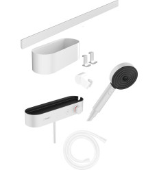Pakiet główka prysznicowa 105 3jet Activation EcoSmart, bateria prysznicowa, termostatyczna, WallStoris Hansgrohe (24250700)