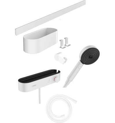 Pakiet główka prysznicowa 105 3jet Activation EcoSmart, bateria prysznicowa, termostatyczna, WallStoris Hansgrohe (24250700)