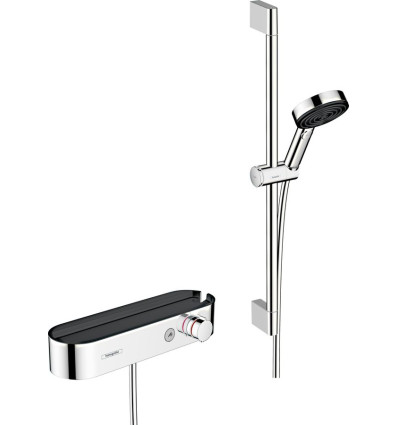 System prysznicowy z drążkiem 65 cm i termostatyczną baterią chrom Pulsify Select S Hansgrohe (24260000)