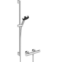 System prysznicowy z drążkiem 90 cm i termostatyczną baterią chrom Pulsify Select S Hansgrohe (24261000)