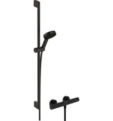 System prysznicowy z drążkiem 90 cm i termostatyczną baterią czarny mat Pulsify Select S Hansgrohe (24261670)