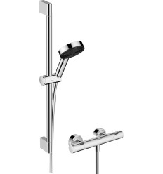 System prysznicowy z drążkiem 65 cm i termostatyczną baterią chrom Pulsify Select S Hansgrohe (24262000)