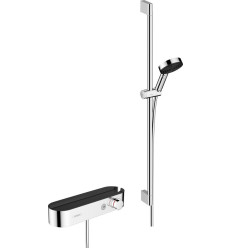 System prysznicowy z drążkiem 90 cm i termostatyczną baterią chrom Pulsify Select S Hansgrohe (24270000)