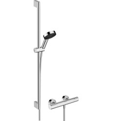 System prysznicowy z drążkiem 90 cm i termostatyczną baterią chrom Pulsify Select S Hansgrohe (24271000)