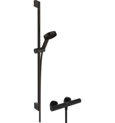 System prysznicowy z drążkiem 90 cm i termostatyczną baterią czarny mat Pulsify Select S Hansgrohe (24271670)