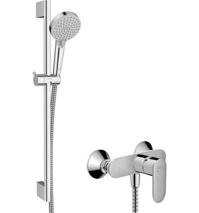 System prysznicowy z drążkiem Crometta i baterią chrom Vernis Blend Hansgrohe (26957000)