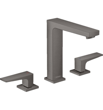 Bateria umywalkowa z uchwytami i korkiem czarny chrom szczotkowany Metropol Hansgrohe (32515340)