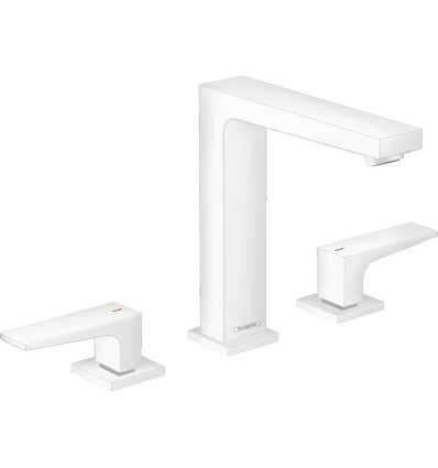 Bateria umywalkowa z uchwytami i korkiem biały mat Metropol Hansgrohe (32515700)