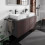 Szafka pod 2 szlifowane umywalki wpuszczane w blat/nablatowe z 4 szufladami 1370/550, Szary Xevolos E Hansgrohe (54198730)