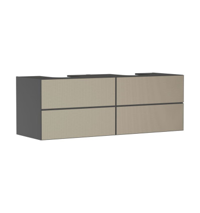 Szafka pod 2 szlifowane umywalki wpuszczane w blat/nablatowe z 4 szufladami 1570/550, Szary Xevolos E Hansgrohe (54201390)